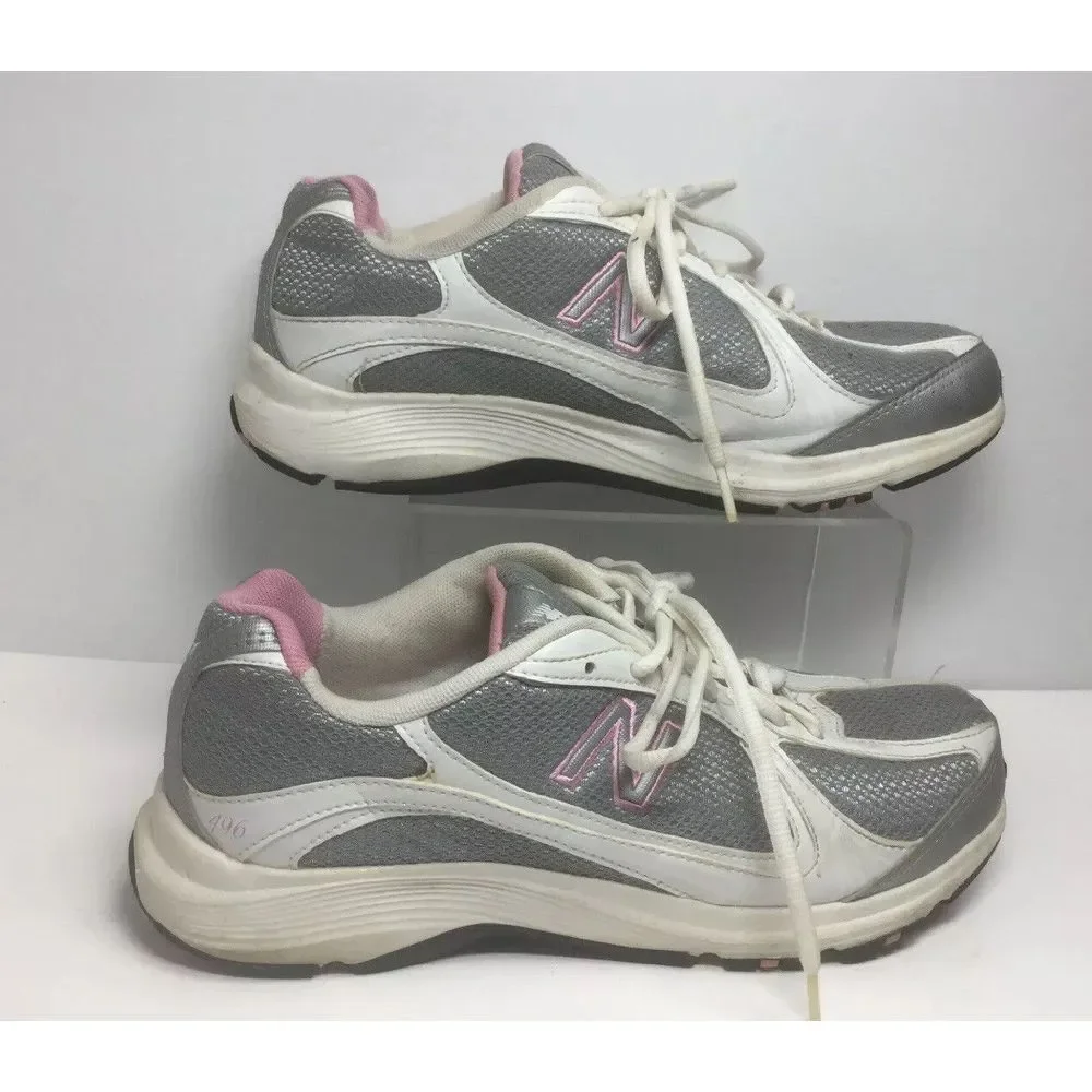 New‎ Balance Womens NB 496 Sneakers Size 9.5 White Pink Hiking Walking Shoes